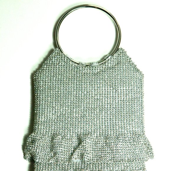 CRYSTAL STUDED DRESS SHAPE HANDBAG. CHOOSE: SILVER, GOLD, OR BLACK DIAMOND - Picture 2 of 8
